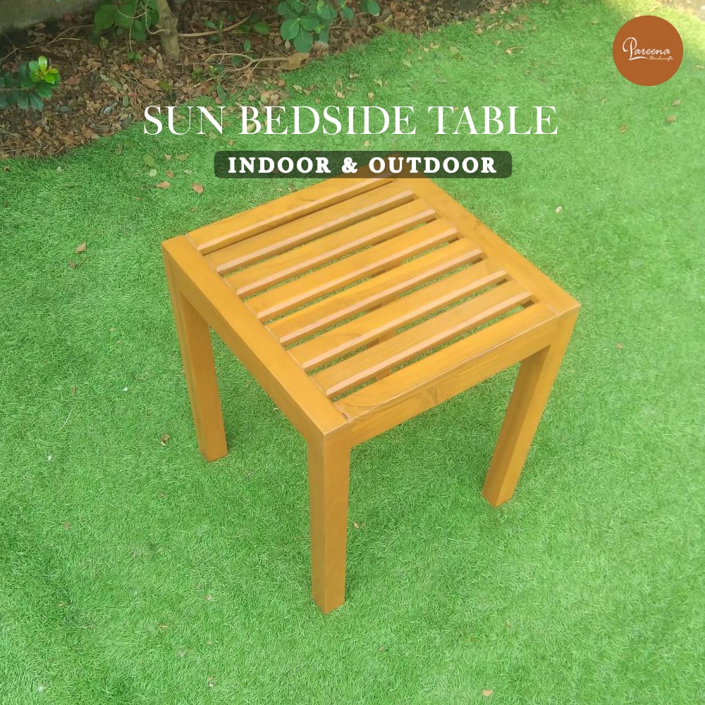 โต๊ะข้างไม้สัก PAREENA DECOR รุ่น BST-004,ขนาด 40X40X45 ซม. สีไม้ธรรมชาติ_2